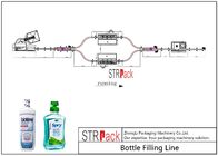 Linia pakująca do płukania jamy ustnej z rozszyfrowaniem butelek, napełniarką, zamykarką, etykietą do płynnego wypełniacza