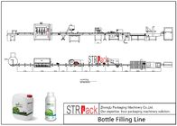Linia do napełniania butelek w płynie z maszyną do zamykania butelek i dwustronną maszyną do etykietowania