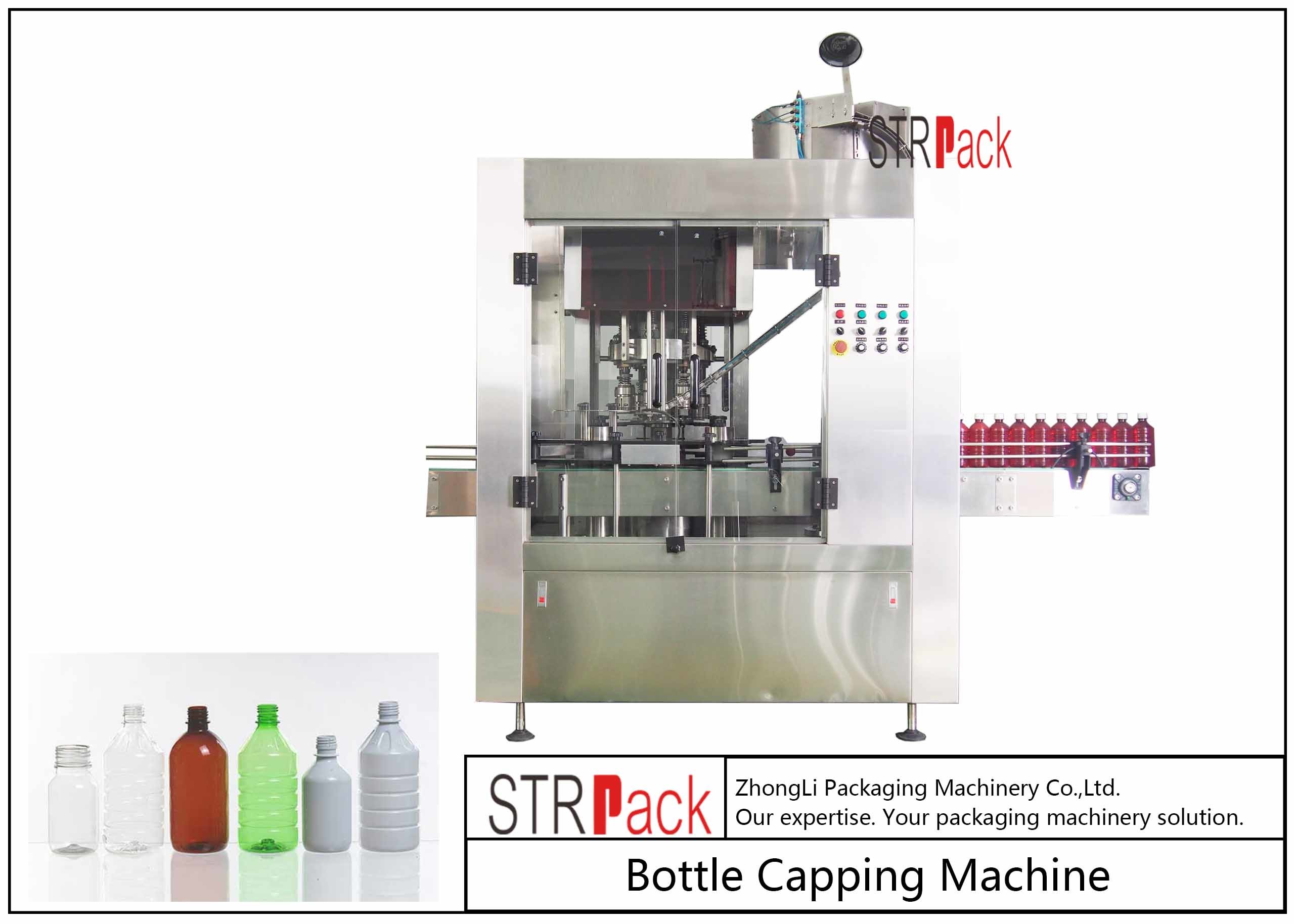 Wysoko wykwalifikowana rotacyjna maszyna do zamykania butelek do butelek pestycydów o pojemności 50 ml-1 l 120 CPM